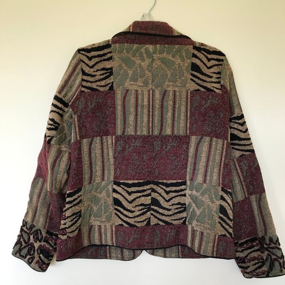 Parsley & Sage Textured Chenille Patchwork Tapestry Blazer Jacket - Picture 2 of 9